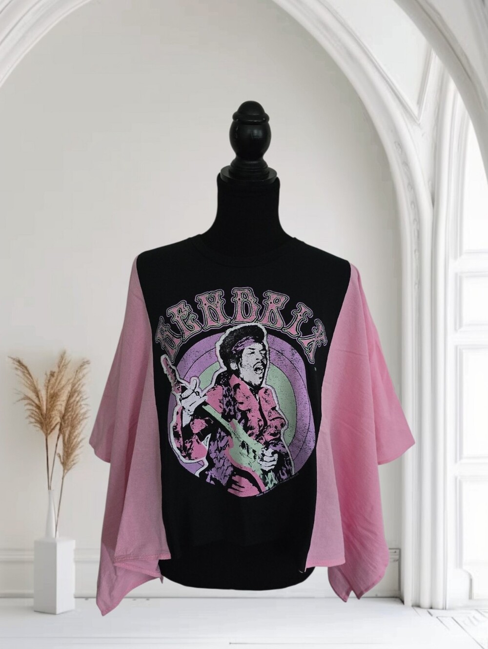 Upcycled Jimi Hendrix Band Tee With Flowy Sleeves - Picture 2 of 6